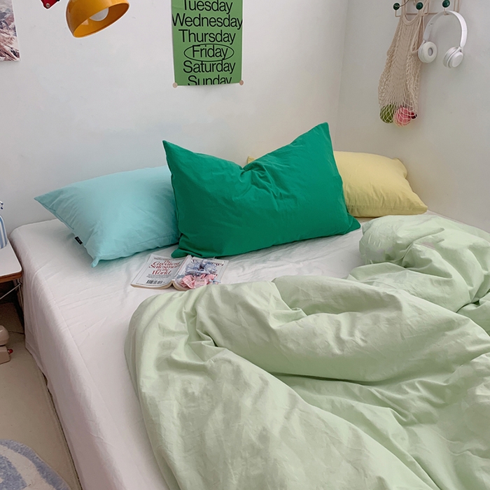 91家纺网 家纺一手货源 找家纺 （总）柚可家居 2024新款多巴胺撞色水洗棉四件套1