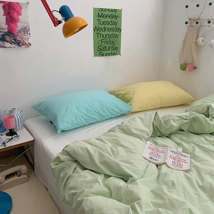 91家纺网 家纺一手货源 找家纺 （总）柚可家居 2024新款多巴胺撞色水洗棉四件套1