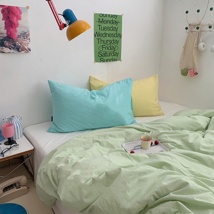 91家纺网 家纺一手货源 找家纺 （总）柚可家居 2024新款多巴胺撞色水洗棉四件套1