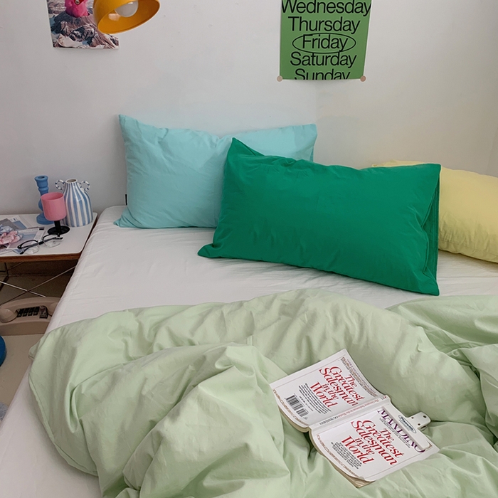 91家纺网 家纺一手货源 找家纺 （总）柚可家居 2024新款多巴胺撞色水洗棉四件套1