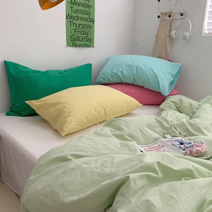 91家纺网 家纺一手货源 找家纺 （总）柚可家居 2024新款多巴胺撞色水洗棉四件套1