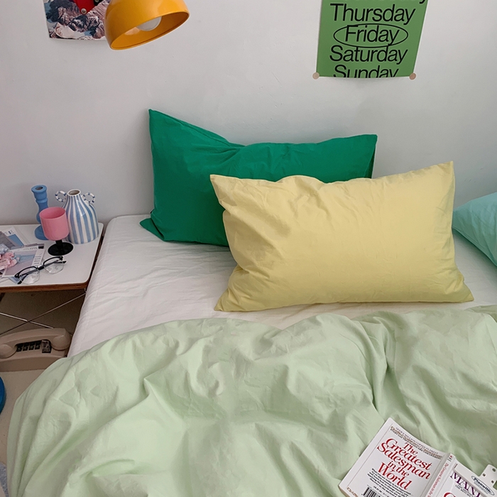 91家纺网 家纺一手货源 找家纺 （总）柚可家居 2024新款多巴胺撞色水洗棉四件套1