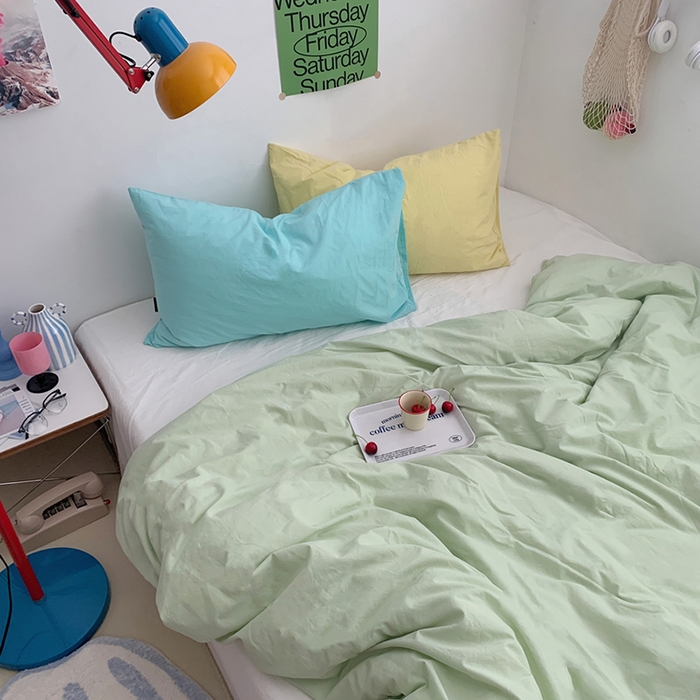 91家纺网 家纺一手货源 找家纺 （总）柚可家居 2024新款多巴胺撞色水洗棉四件套1