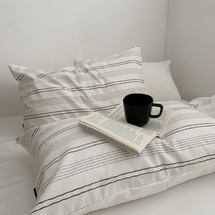 91家纺网 家纺一手货源 找家纺 柚可家居 2024秋季新款全棉纯棉单枕套11 西塞条纹单枕套