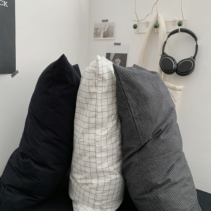 91家纺网 家纺一手货源 找家纺 柚可家居 2024新款纯棉40支色织纯色印花单枕套10 细竖条纹黑色
