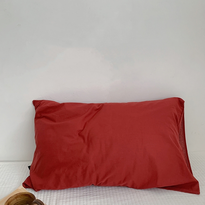 柚可家居 2024新款纯棉40支色织纯色印花单枕套8 树莓红
