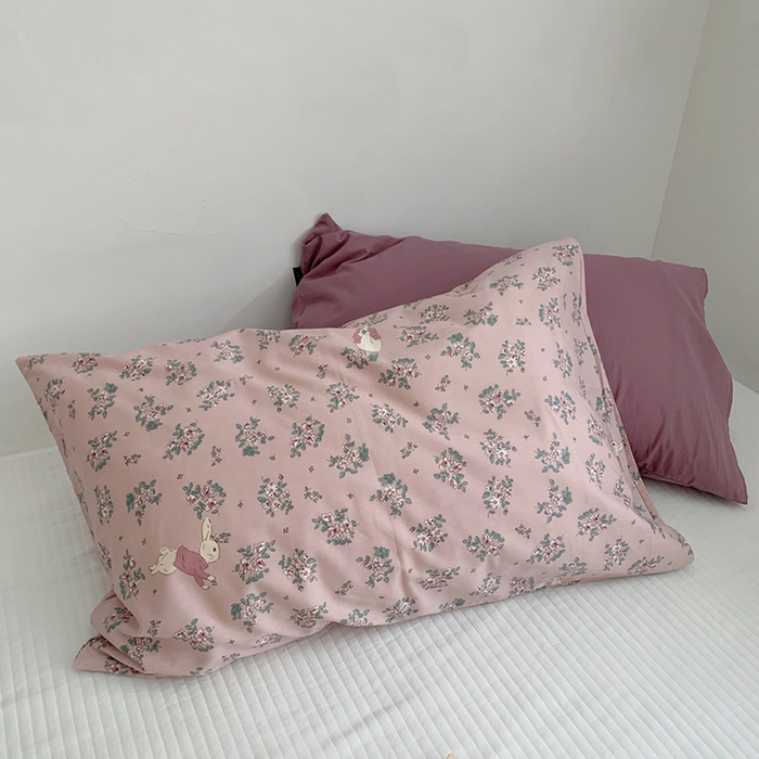 91家纺网 家纺一手货源 找家纺 柚可家居 2024新款纯棉40支色织纯色印花单枕套8 树莓红