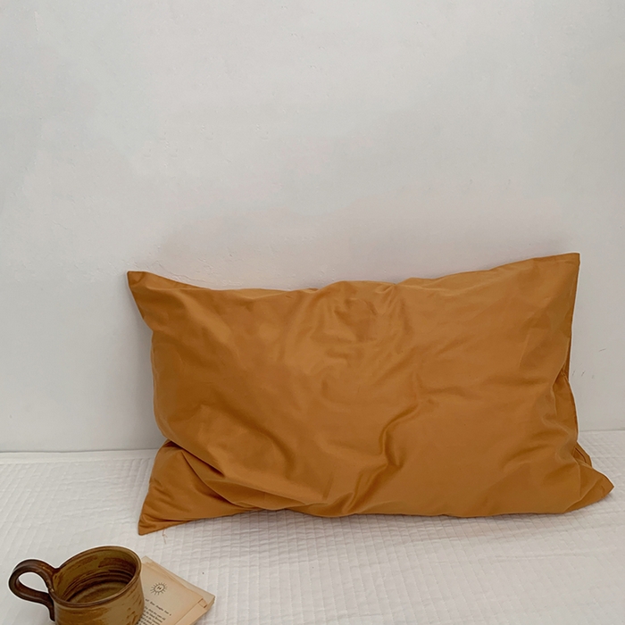 柚可家居 2024新款纯棉40支色织纯色印花单枕套7 焦糖咖