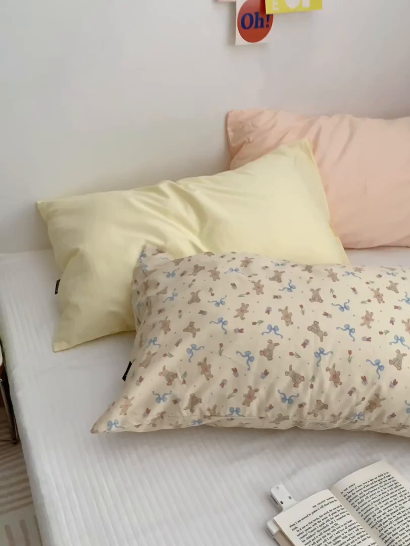 91家纺网 家纺一手货源 找家纺 （总）柚可家居 2024新款纯棉40支色织纯色印花单枕套6