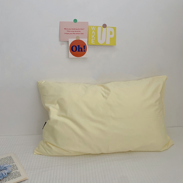 91家纺网 家纺一手货源 找家纺 柚可家居 2024新款纯棉40支色织纯色印花单枕套6 奶黄（鹅黄）