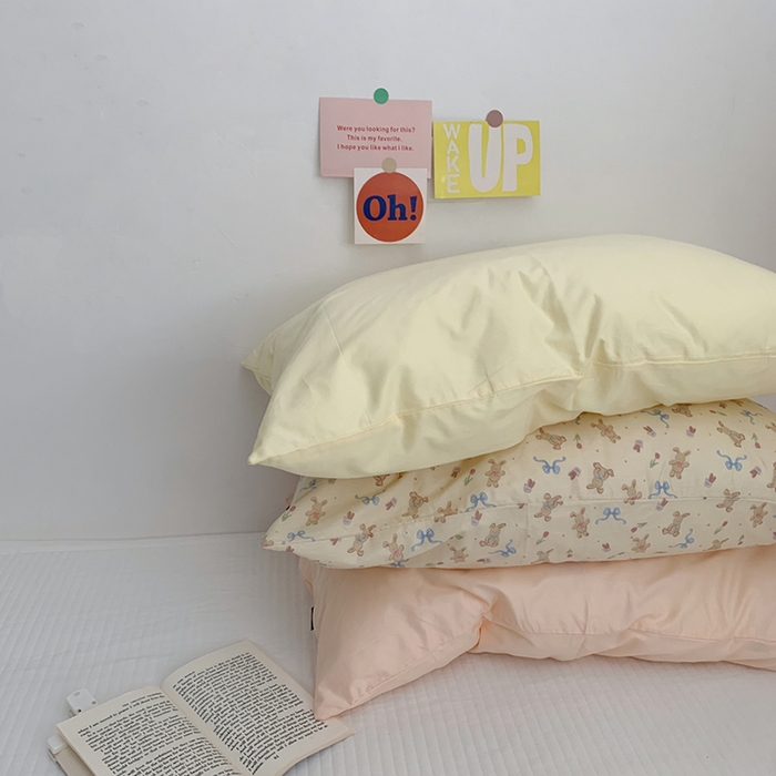 91家纺网 家纺一手货源 找家纺 柚可家居 2024新款纯棉40支色织纯色印花单枕套6 恋糖兔兔