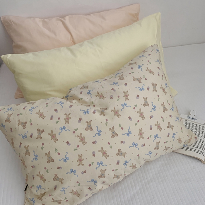 91家纺网 家纺一手货源 找家纺 柚可家居 2024新款纯棉40支色织纯色印花单枕套6 奶黄（鹅黄）