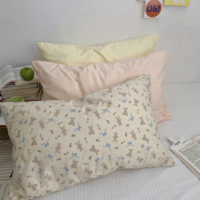 91家纺网 家纺一手货源 找家纺 柚可家居 2024新款纯棉40支色织纯色印花单枕套6 奶黄（鹅黄）