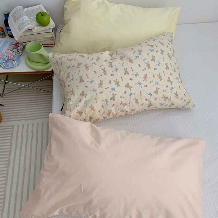 91家纺网 家纺一手货源 找家纺 柚可家居 2024新款纯棉40支色织纯色印花单枕套6 奶黄（鹅黄）