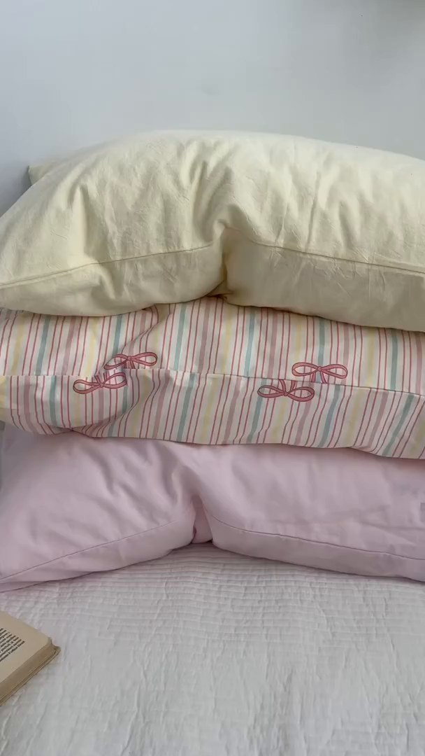 91家纺网 家纺一手货源 找家纺 （总）柚可家居 2024新款纯棉40支色织纯色印花单枕套5