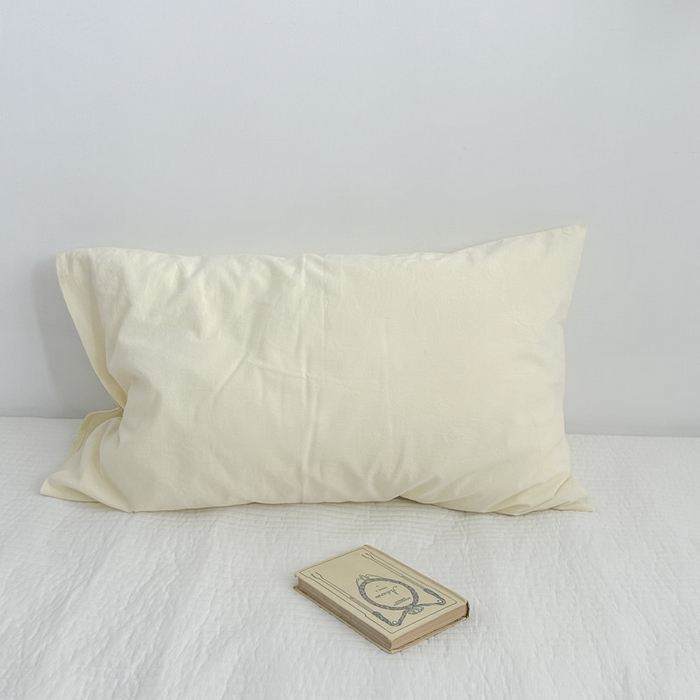 91家纺网 家纺一手货源 找家纺 柚可家居 2024新款纯棉40支色织纯色印花单枕套5 鹅黄