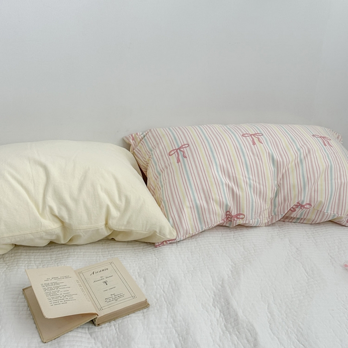 91家纺网 家纺一手货源 找家纺 柚可家居 2024新款纯棉40支色织纯色印花单枕套5 白桃粉