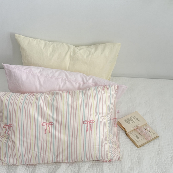 91家纺网 家纺一手货源 找家纺 柚可家居 2024新款纯棉40支色织纯色印花单枕套5 鹅黄