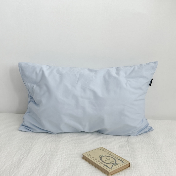 柚可家居 2024新款纯棉40支色织纯色印花单枕套5 天兰