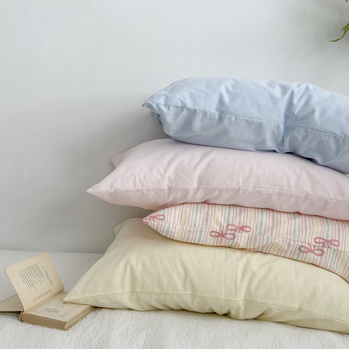 91家纺网 家纺一手货源 找家纺 柚可家居 2024新款纯棉40支色织纯色印花单枕套5 天兰