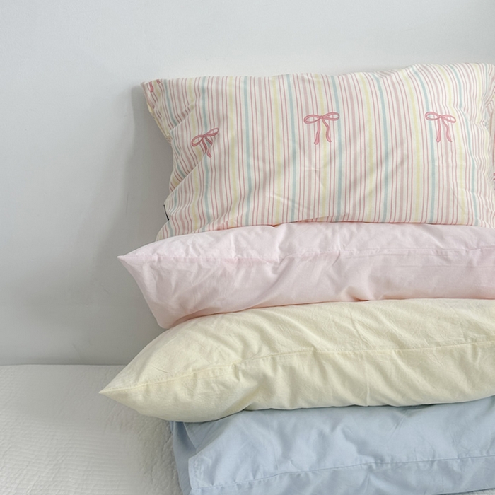 91家纺网 家纺一手货源 找家纺 柚可家居 2024新款纯棉40支色织纯色印花单枕套5 晚风