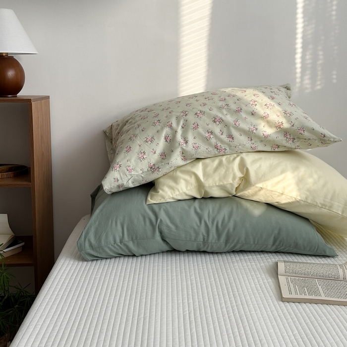 91家纺网 家纺一手货源 找家纺 （总）柚可家居 2024新款纯棉40支色织纯色印花单枕套3