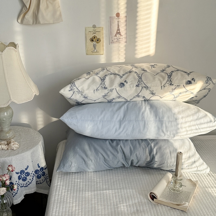 91家纺网 家纺一手货源 找家纺 （总）柚可家居 2024新款纯棉40支色织纯色印花单枕套2