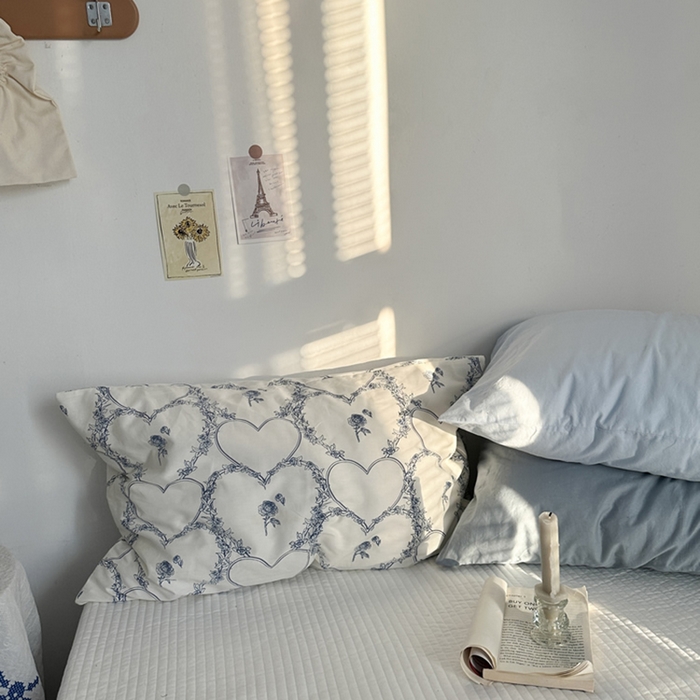 91家纺网 家纺一手货源 找家纺 柚可家居 2024新款纯棉40支色织纯色印花单枕套2 单宁蓝