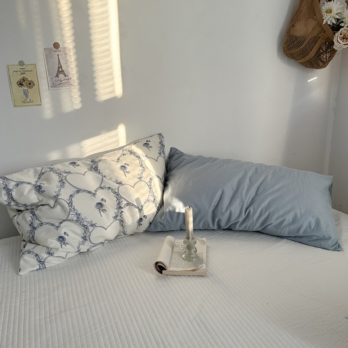 91家纺网 家纺一手货源 找家纺 柚可家居 2024新款纯棉40支色织纯色印花单枕套2 天蓝