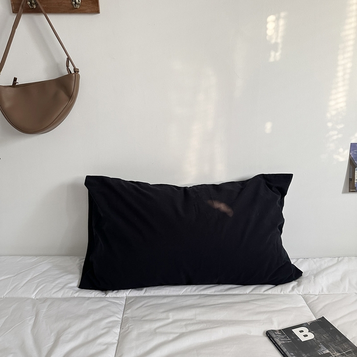 91家纺网 家纺一手货源 找家纺 柚可家居 2024新款纯棉40支色织纯色印花单枕套1 黑色