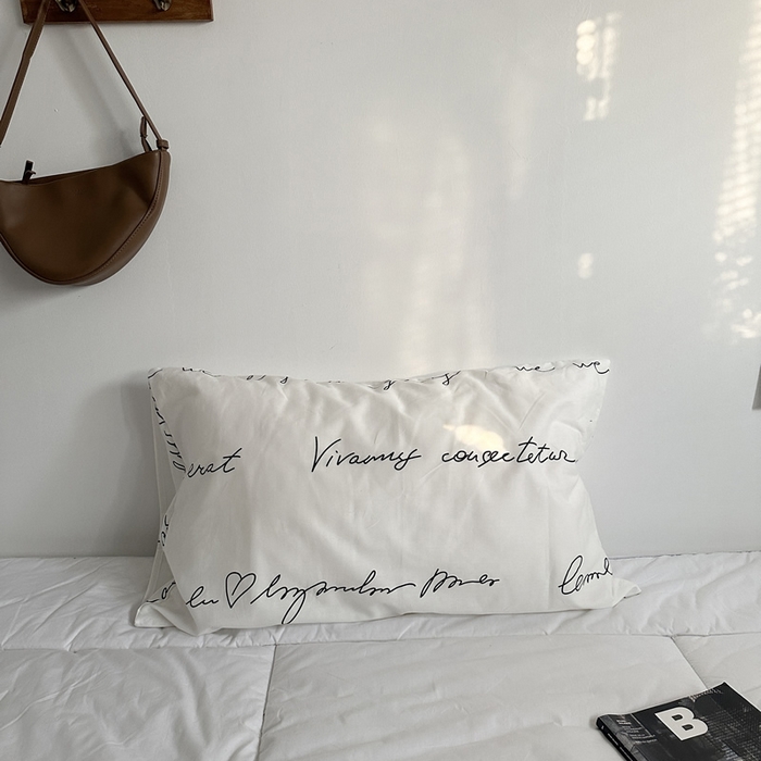 柚可家居 2024新款纯棉40支色织纯色印花单枕套1 英文信
