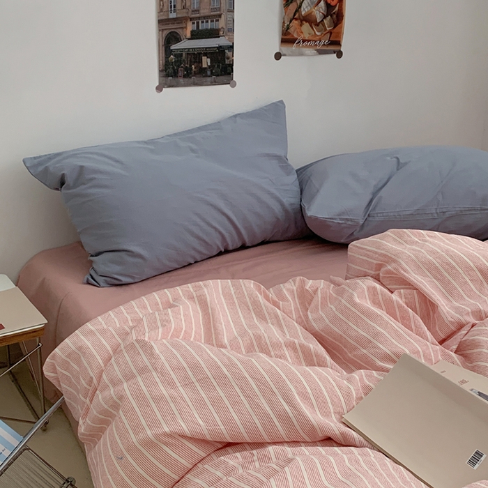 91家纺网 家纺一手货源 找家纺 （总）柚可家居 2024新款40支色织全棉水洗棉三拼四件套