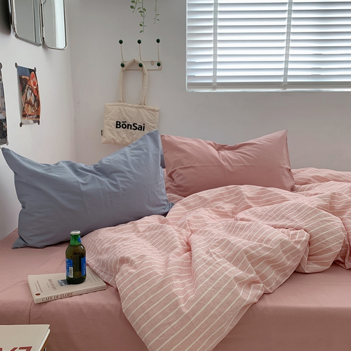 91家纺网 家纺一手货源 找家纺 （总）柚可家居 2024新款40支色织全棉水洗棉三拼四件套