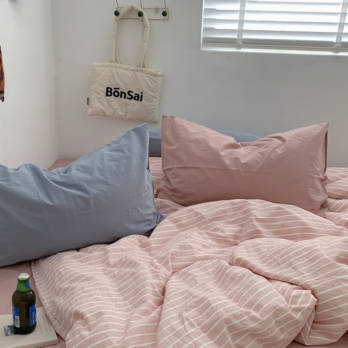 91家纺网 家纺一手货源 找家纺 （总）柚可家居 2024新款40支色织全棉水洗棉三拼四件套