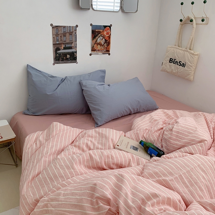 91家纺网 家纺一手货源 找家纺 柚可家居 2024新款40支色织全棉水洗棉三拼四件套 岛山屿