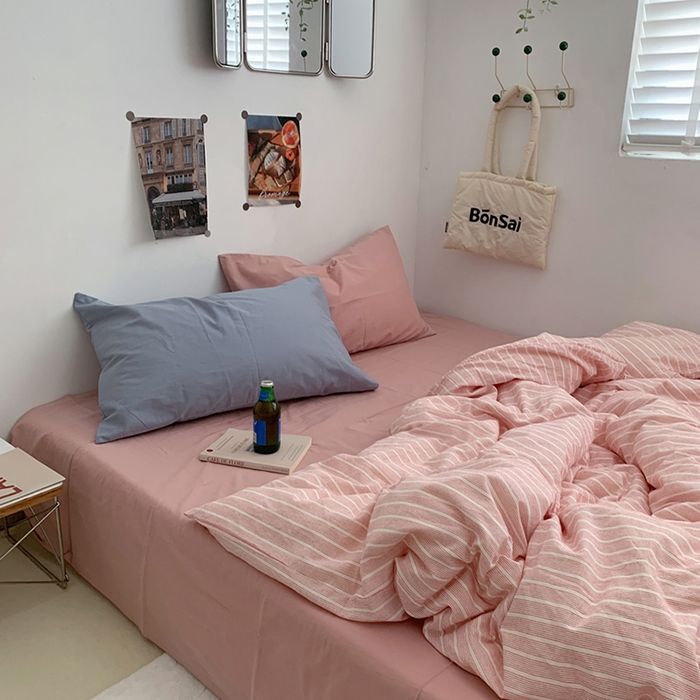 91家纺网 家纺一手货源 找家纺 柚可家居 2024新款40支色织全棉水洗棉三拼四件套 岛山屿