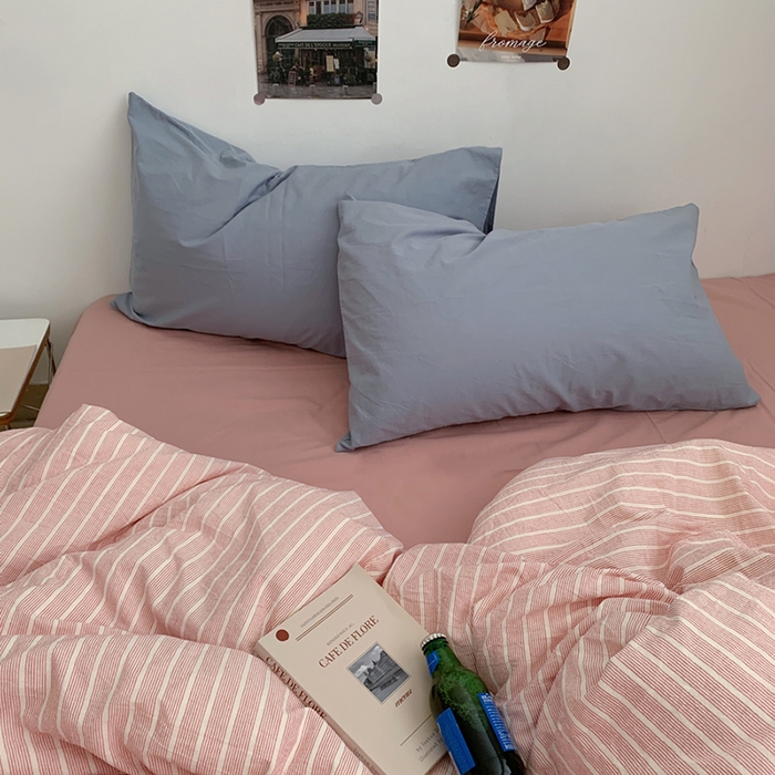 91家纺网 家纺一手货源 找家纺 柚可家居 2024新款40支色织全棉水洗棉三拼四件套 岛山屿