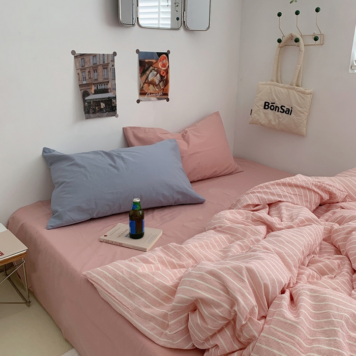 91家纺网 家纺一手货源 找家纺 柚可家居 2024新款40支色织全棉水洗棉三拼四件套 岛山屿