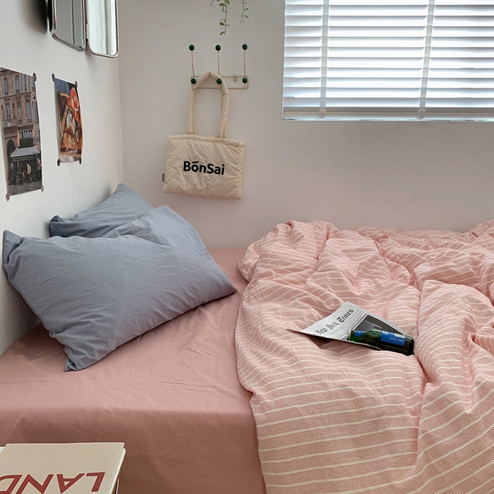 91家纺网 家纺一手货源 找家纺 柚可家居 2024新款40支色织全棉水洗棉三拼四件套 岛山屿