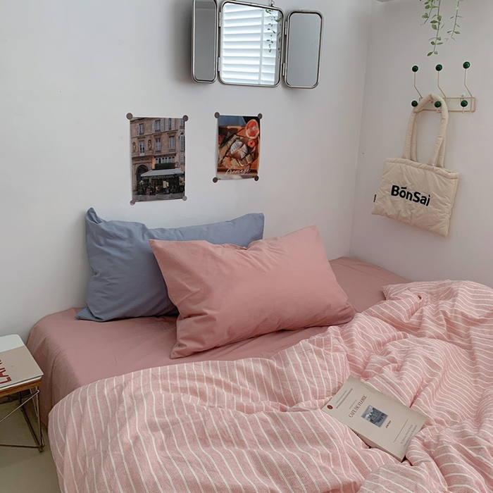 91家纺网 家纺一手货源 找家纺 柚可家居 2024新款40支色织全棉水洗棉三拼四件套 岛山屿