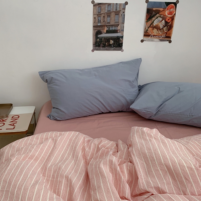 91家纺网 家纺一手货源 找家纺 柚可家居 2024新款40支色织全棉水洗棉三拼四件套 岛山屿