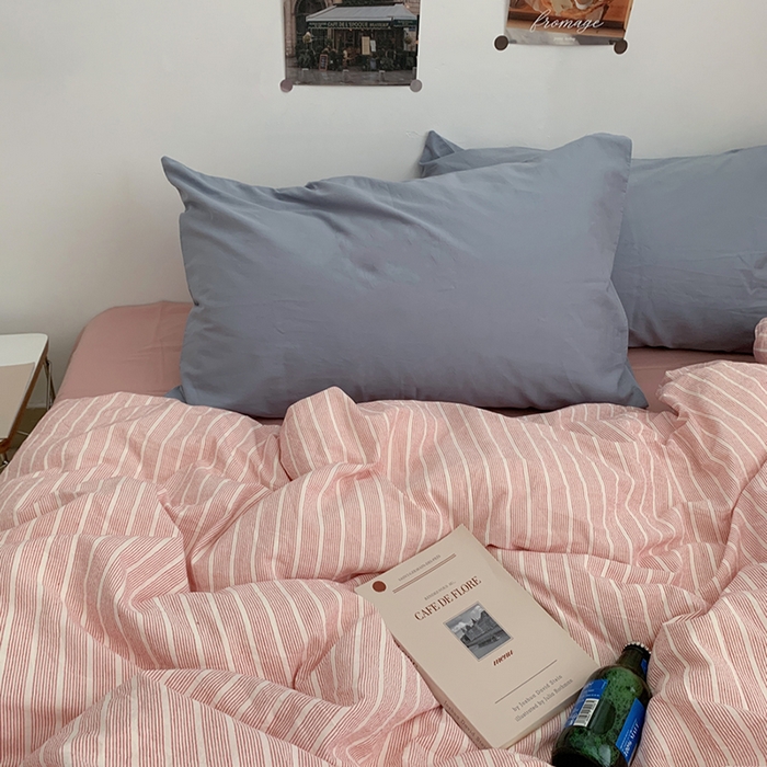 91家纺网 家纺一手货源 找家纺 柚可家居 2024新款40支色织全棉水洗棉三拼四件套 岛山屿