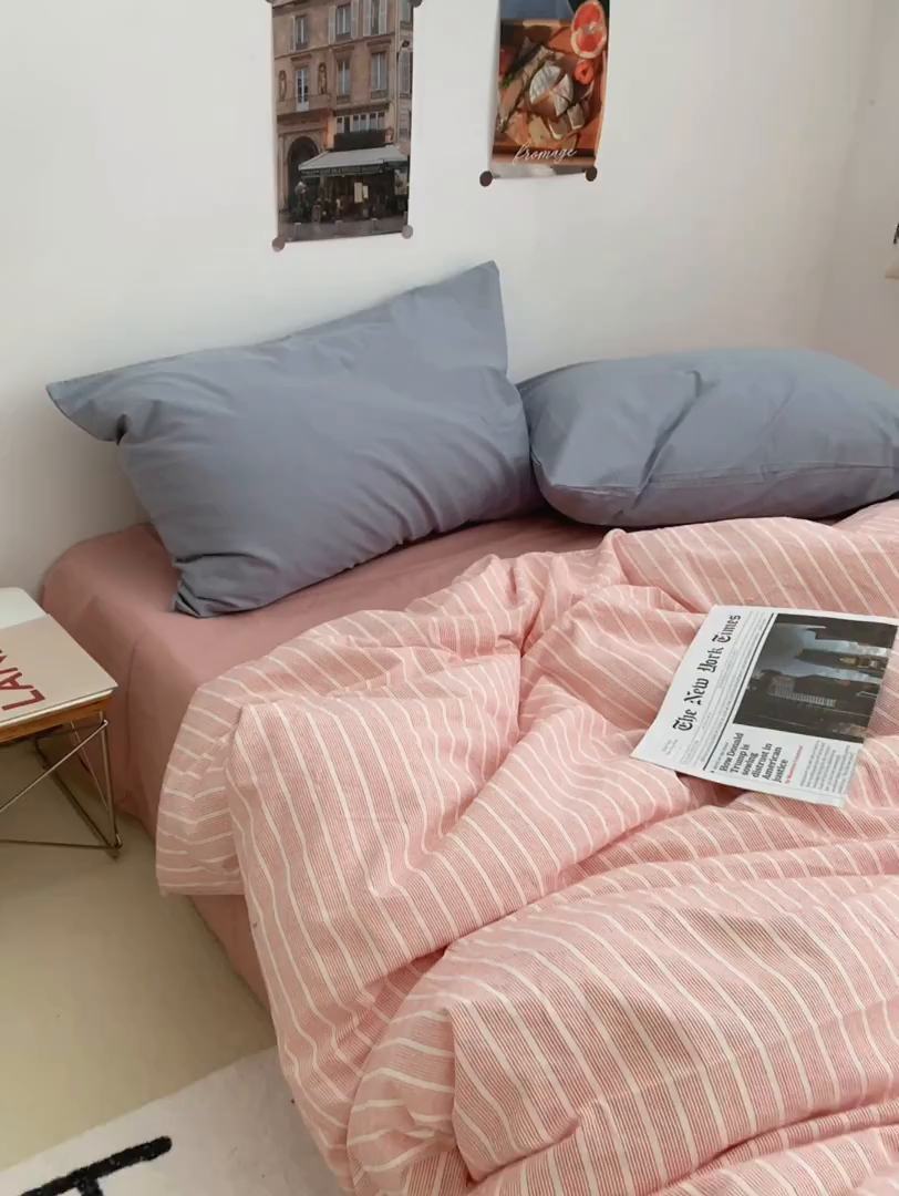 91家纺网 家纺一手货源 找家纺 柚可家居 2024新款40支色织全棉水洗棉三拼四件套 岛山屿