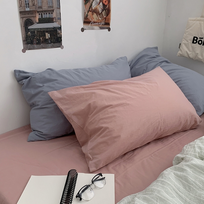 91家纺网 家纺一手货源 找家纺 柚可家居 2024新款40支色织全棉水洗棉三拼四件套 原雾川