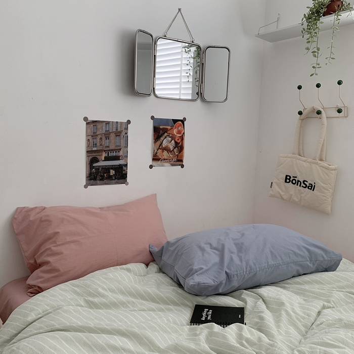 91家纺网 家纺一手货源 找家纺 柚可家居 2024新款40支色织全棉水洗棉三拼四件套 原雾川