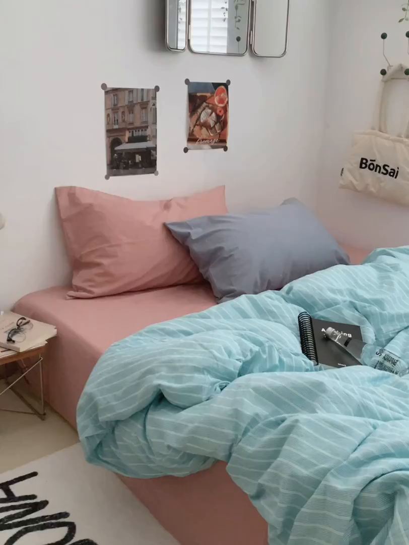 91家纺网 家纺一手货源 找家纺 柚可家居 2024新款40支色织全棉水洗棉三拼四件套 和川