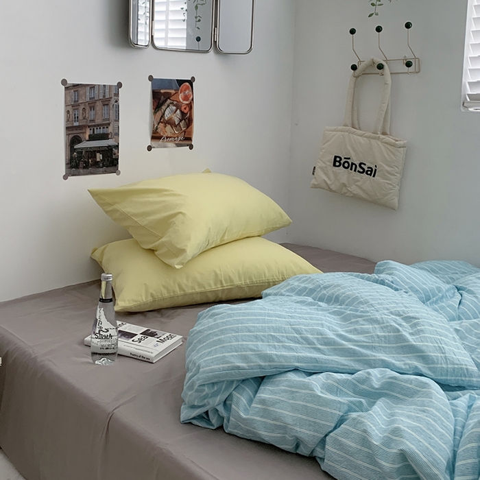 91家纺网 家纺一手货源 找家纺 柚可家居 2024新款40支色织全棉水洗棉三拼四件套 雾岛