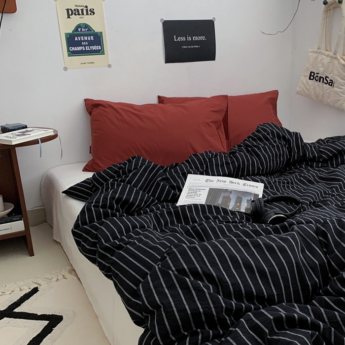 柚可家居 2024新款40支色织全棉水洗棉三拼四件套 加德纳