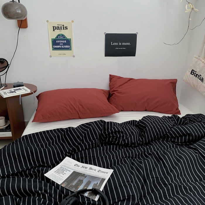 91家纺网 家纺一手货源 找家纺 柚可家居 2024新款40支色织全棉水洗棉三拼四件套 加德纳