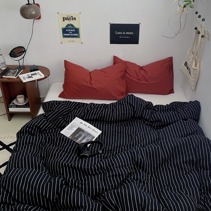 91家纺网 家纺一手货源 找家纺 柚可家居 2024新款40支色织全棉水洗棉三拼四件套 加德纳